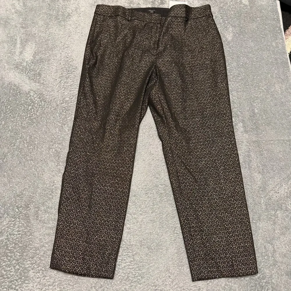 Ann Taylor Pants Womens 16 (40x27.5) Gold Black Sparkle Ankle Curvy Dress